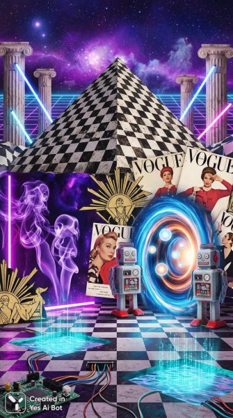 Загадочный мир: пиксели, пирамиды и неоновые порталы. Нейронная сеть Нано Банана