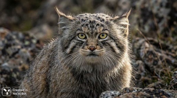 Загадочный взгляд паллага: пушистый хищник в дикой природе. Картинка из нейросети Nano Banana