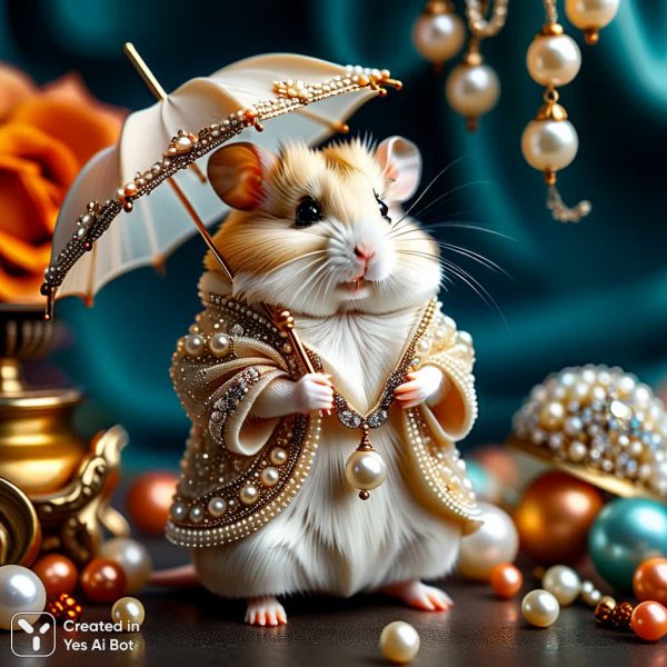Гамстер в роскошном платье: изящество и очарование маленького модника. Нейронная сеть Stable Diffusion