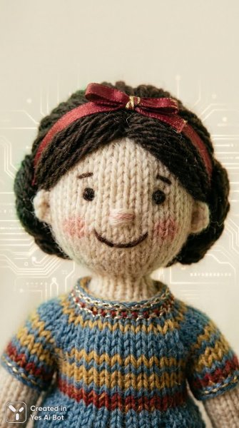 Снежная Белочка: Вязаное Чудо с Алой Ленточкой и Нежной Улыбкой. Картинка из нейросети Nano Banana