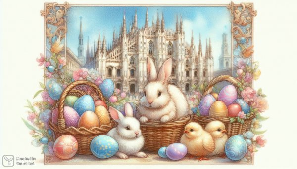 Пасхальная акварель: Миланский собор и весенний уют. Изображение из нейронной сети Dalle