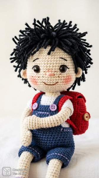 Милая вязаная кукла с деталями и характером. Изображение из нейросети Nano Banana