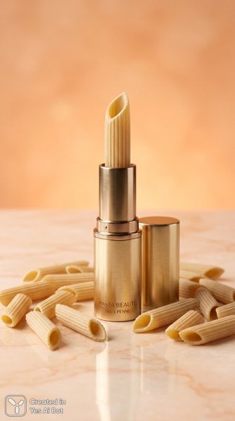 Неожиданный макияж: паста вместо помады в стиле минимализм. Изображение из нейросети Нано Банана