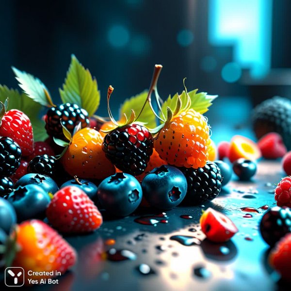 Ягодная симфония: фотореалистичный шедевр в кинематографическом стиле. Генерация из нейросети Stable Diffusion