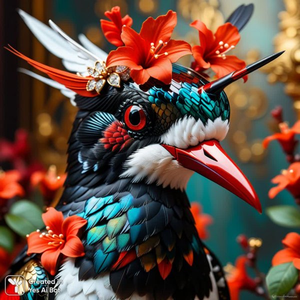 Коралловая колибри: Изысканный шедевр в стиле Веса Андерсона и Niko. Нейронная сеть Stable Diffusion