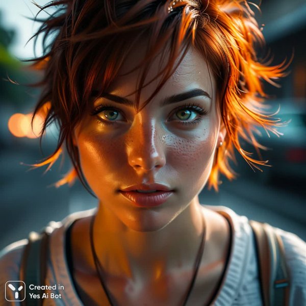 Детализированный портрет девушки с веснушками и мягким светом. Картинка из нейронной сети Stable Diffusion