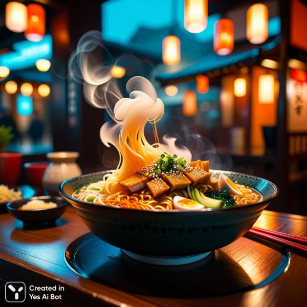 Аппетитный рамен в Токио: фотореалистичная красота японской кухни. Нейросеть Stable Diffusion