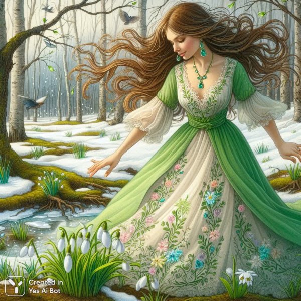 Весенняя прогулка: пробуждение природы и нежная красота. Генерация из нейросети Dalle 3