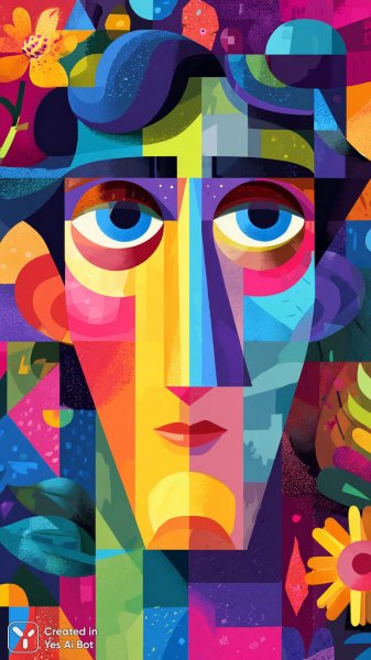 Яркий поп-арт портрет: геометрия, цвет и необычные детали. Нейронная сеть Midjourney