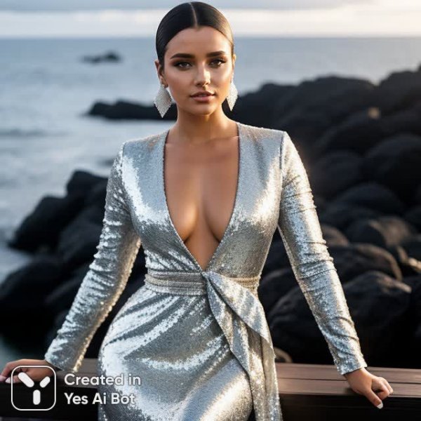 Волшебная невеста на фоне скалистого моря: свадебный портрет в деталях. Нейросеть Stable Diffusion