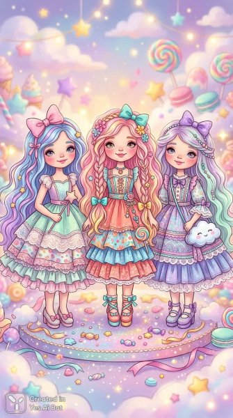 Изысканные куклы в сказочном мире сладостей и пастельных тонов. Генерация из нейросети Нано Банана