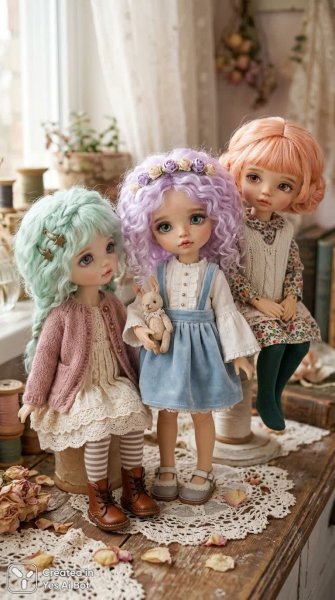 Нежные куклы BJD в сказочном мире: детали и вдохновение для фотосессий. Изображение из нейронной сети Nano Banana