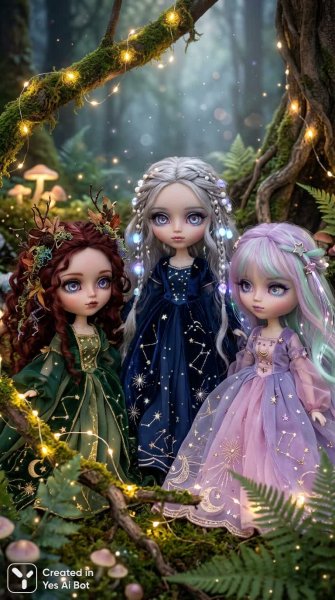 Загадочные куклы из волшебного леса: сказочная атмосфера и неземная красота. Нейросеть Nano-Banana