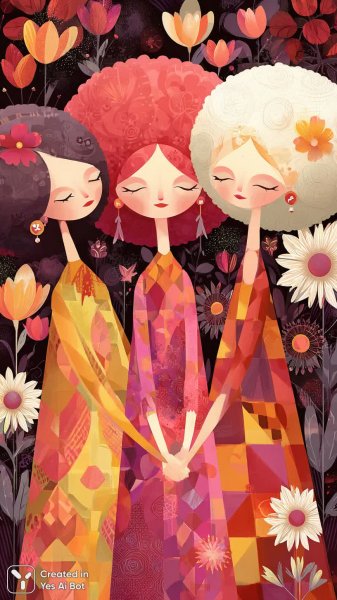 Танцующие куклы в волшебном саду с яркими красками и нежным фоном. Нейросеть Миджорни