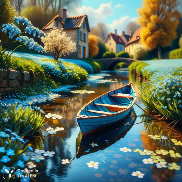 Весеннее настроение: кораблик, мышонок и пастельные тона Сислея. Генерация из нейросети Stable Diffusion