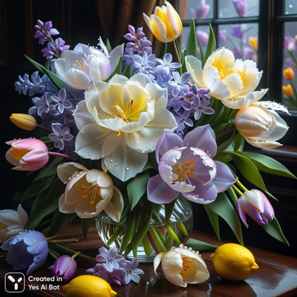 Весеннее волшебство: букет в стиле Ли Богл. Нейронная сеть Stable Diffusion