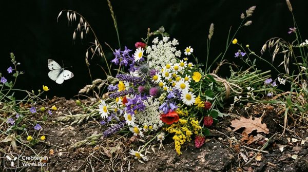 Полевая феерия: нежная красота увядающей природы в драматичном свете. Изображение из нейросети Nano Banana