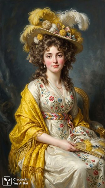 Портрет юной красавицы в стиле рококо: элегантность и нежность эпохи. Картинка из нейронной сети Nano-Banana