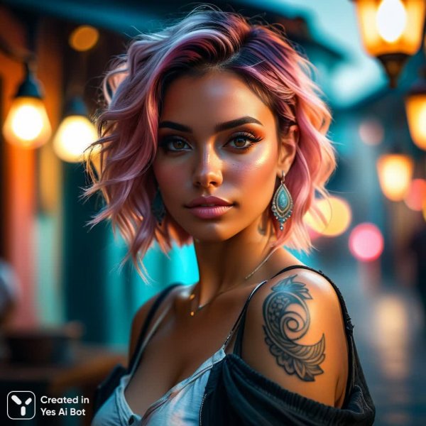 Аргентинка с веснушками и татуировкой в акриле и акварели. Изображение из нейросети Stable Diffusion