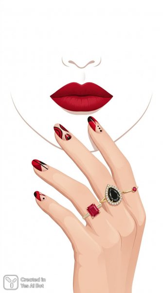 Элегантные руки и губы в стиле минимализм с яркими акцентами и изысканными украшениями. Генерация из нейронной сети Nano Banana