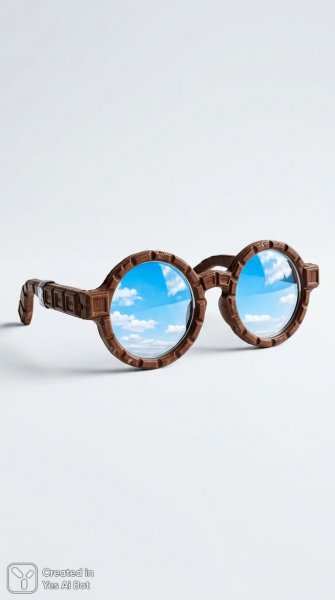 Шоколадные очки с отражением голубого неба. Нейросеть NanoBanana
