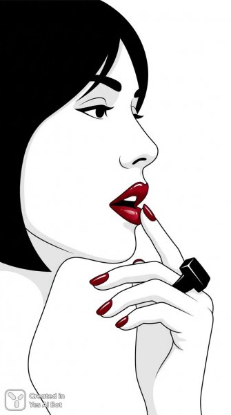 Минимализм и чувственность: стильный акцент на губах и маникюре. Картинка из нейросети NanoBanana