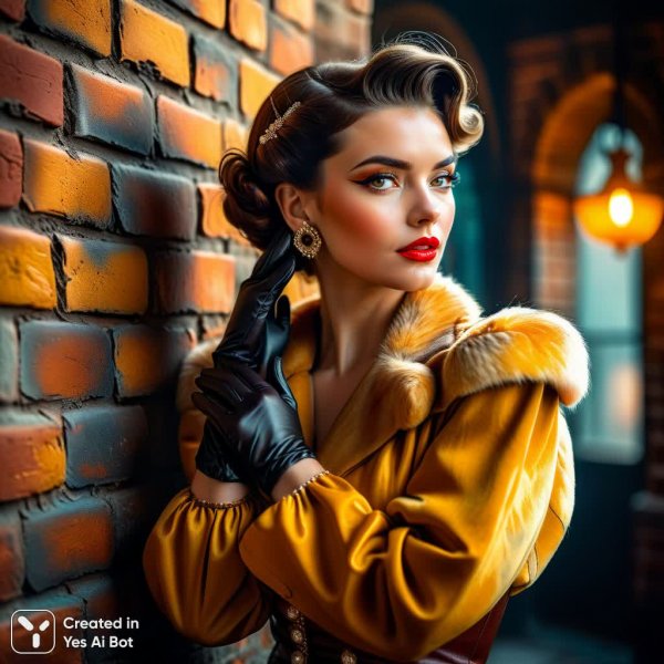 Ретро портрет: женщина в стиле 1940-х годов, элегантность и очарование эпохи. Генерация из нейронной сети Stable Diffusion