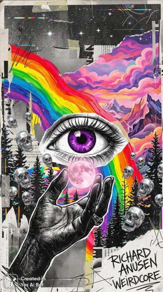 Сюрреалистичный взгляд: психоделический коллаж в стиле weirdcore и поп-арт. Генерация из нейросети NanoBanana