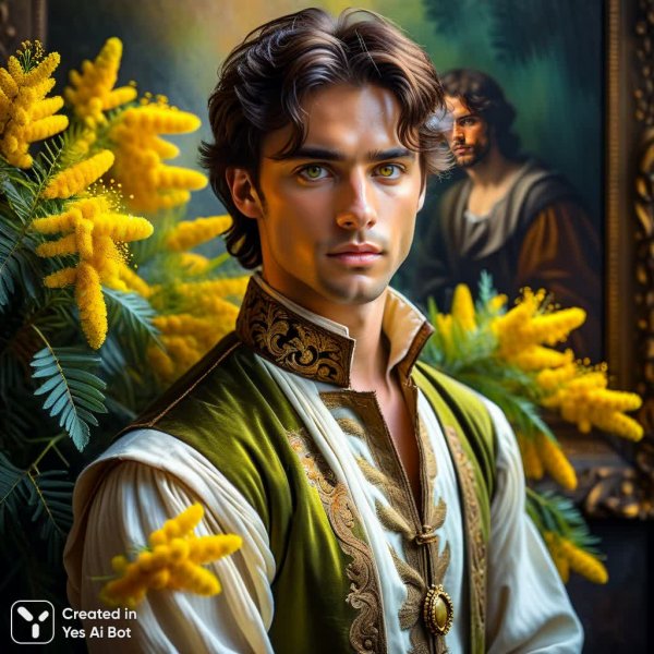 Молодой человек в стиле Ренессанс: акрил и акварель в винтажной студии. Картинка из нейронной сети Стейбл Дифьюжн