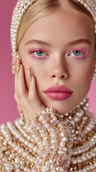 Роскошный образ: сияние золота и нежность розового в гламурном стиле. Генерация из нейронной сети Миджорни