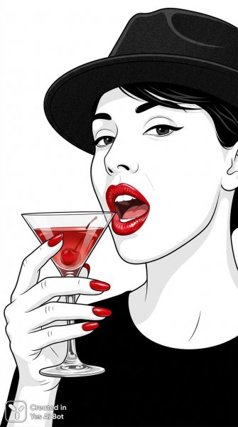 Современный минимализм: красные губы и безупречный маникюр в графике. Нейронная сеть NanoBanana