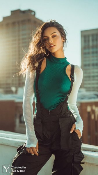 Уличный стиль: уверенность и яркость в спортивном образе городской модели. Изображение из нейронной сети Миджорни