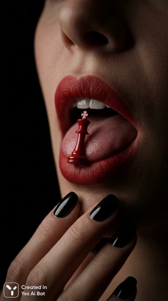Загадочная красота: шахматный король на губах и дерзкий контраст. Нейронная сеть Nano Banana