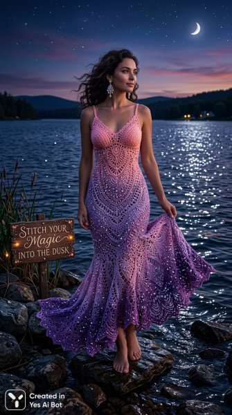 Загадочная красотка на озере в лучах заката. Генерация из нейросети Нано Банана