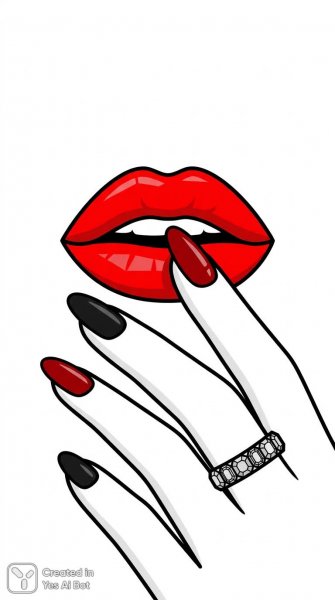 Яркие губы и стильный маникюр: минималистичная иллюстрация в стиле поп-арт. Генерация из нейросети Nano Banana