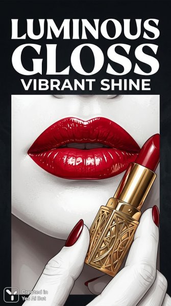 Соблазнительные губы: красный акцент и золотой блеск. Изображение из нейронной сети Nano-Banana