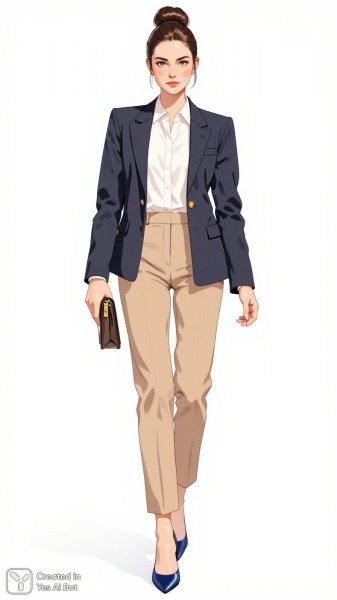 Элегантный образ современной женщины в стильном костюме и ярких туфлях. Генерация из нейронной сети Flux 1