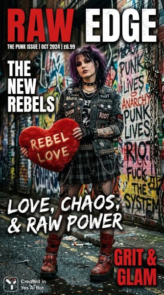 Бунтарский образ с дерзкой надписью и красным сердцем. Нейронная сеть Nano-Banana