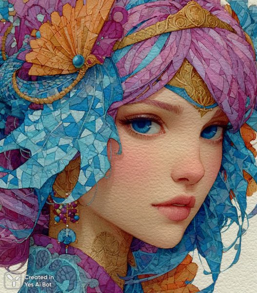 Волшебная девушка с драконом и золотым украшением волос. Генерация из нейросети Миджорни