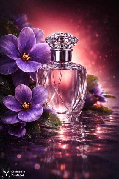 Изысканная красота: хрусталь, серебро и бархат фиалок. Картинка из нейронной сети Sora Images