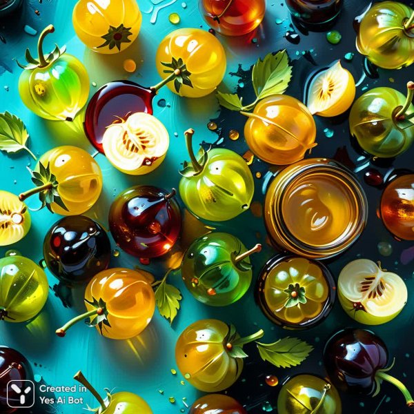 Крыжовниковое варенье: живописная палитра вкуса и света. Генерация из нейросети Stable Diffusion