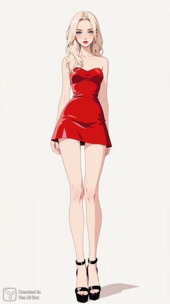 Элегантность в красном: стильная иллюстрация высокой моды. Нейросеть Flux