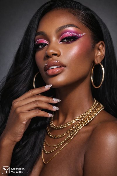 Яркая красота: блеск, гламур и роскошный образ в деталях. Изображение из нейросети Sora Image
