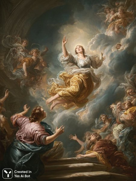 Небесное вознесение: драма света и духовного экстаза в стиле барокко. Нейросеть Midjourney