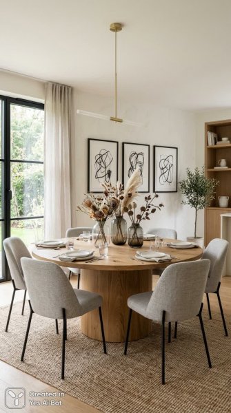 Скандинавский минимализм: уютная столовая с акцентом на детали и светлое пространство. Генерация из нейронной сети NanoBanana