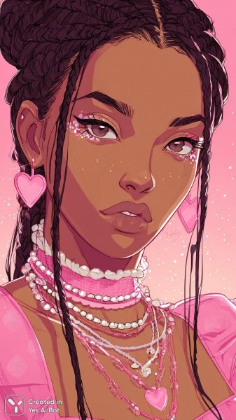 Яркая красотка в неоне и жемчуге: фэнтези гламур с блеском и стилем. Нейронная сеть Миджорни