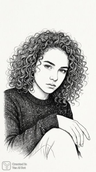 Девушка в линиях: минималистичный черно-белый эскиз с акцентом на детали. Изображение из нейросети Nano-Banana