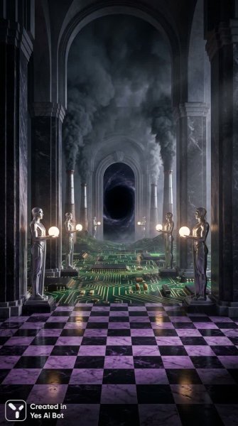 Сюрреалистичный коллаж в стиле ар-деко и научной фантастики. Нейросеть Нано Банана