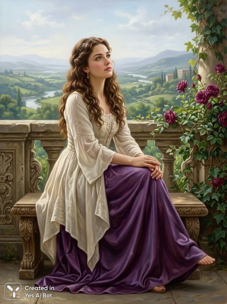 Молодая женщина в белом одеянии: спокойствие и мечтательность. Генерация из нейросети NanoBanana