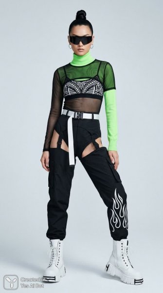 Футуристичный образ в черном и неоновом стиле. Изображение из нейросети Nano-Banana